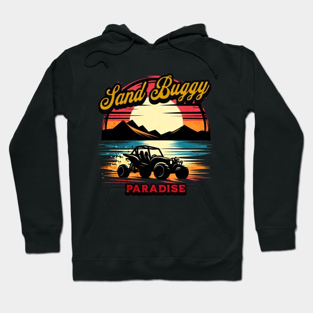 Sand Buggy Paradise Sunset Design Hoodie by Miami Neon Designs